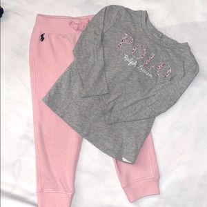 Polo Ralph Lauren sweatpants and long sleeve top.